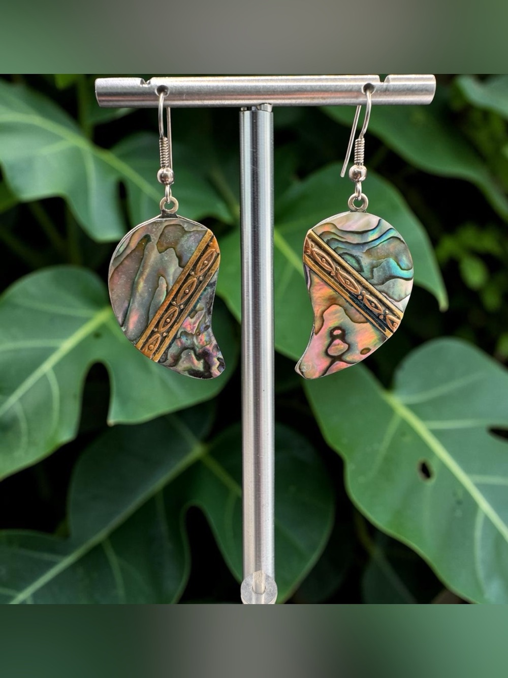 Alpaca Mexico Handmade Abalone Shell Teardrop Earrings - SKU J